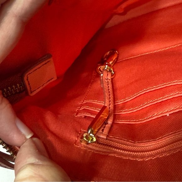 Fossil Handbag Crossbody Bag Coral Pink Leather Slim Zip - Picture 5 of 8